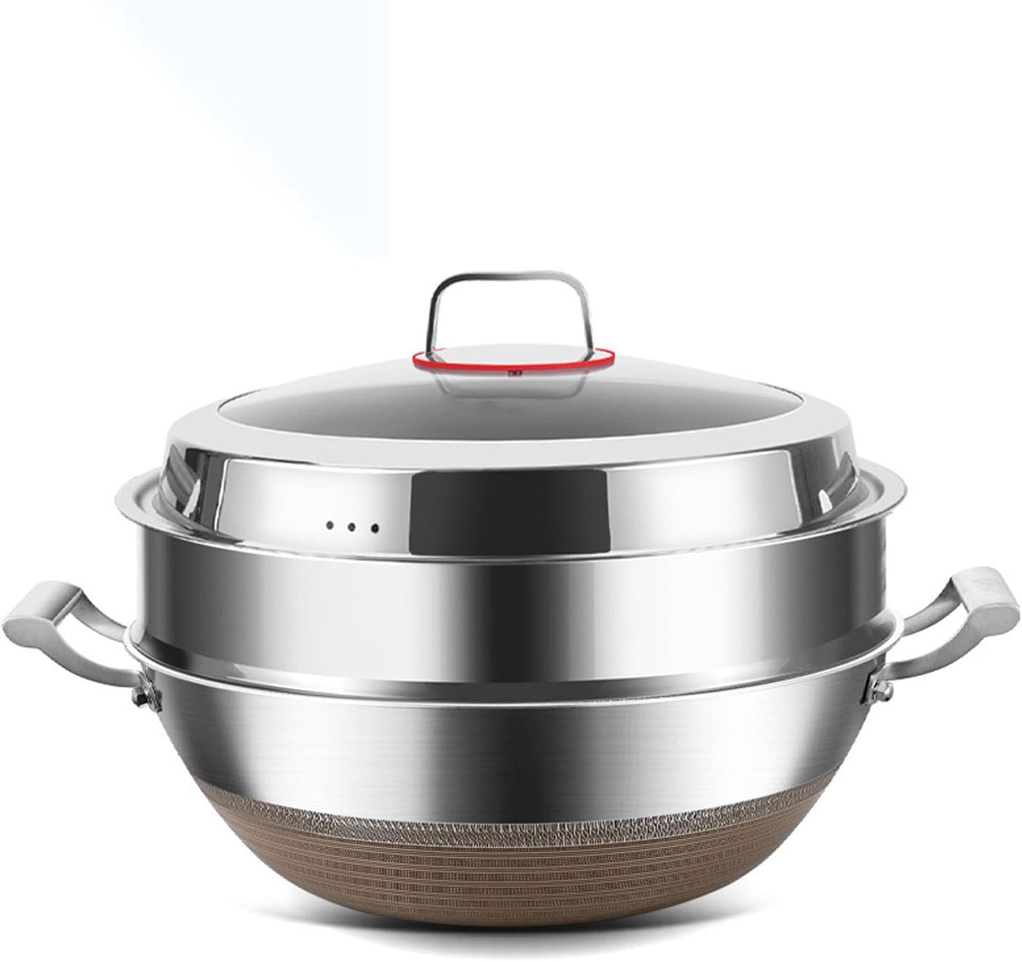 Titanium Hammered Wok with Double Handles, 2026 New Frying Pans Nonstick, Non-Stick Wok, Scratch-Resistant Non Stick Titanium Pans, Even Heating for Cooking with All Cooktops,With steamer,14.9