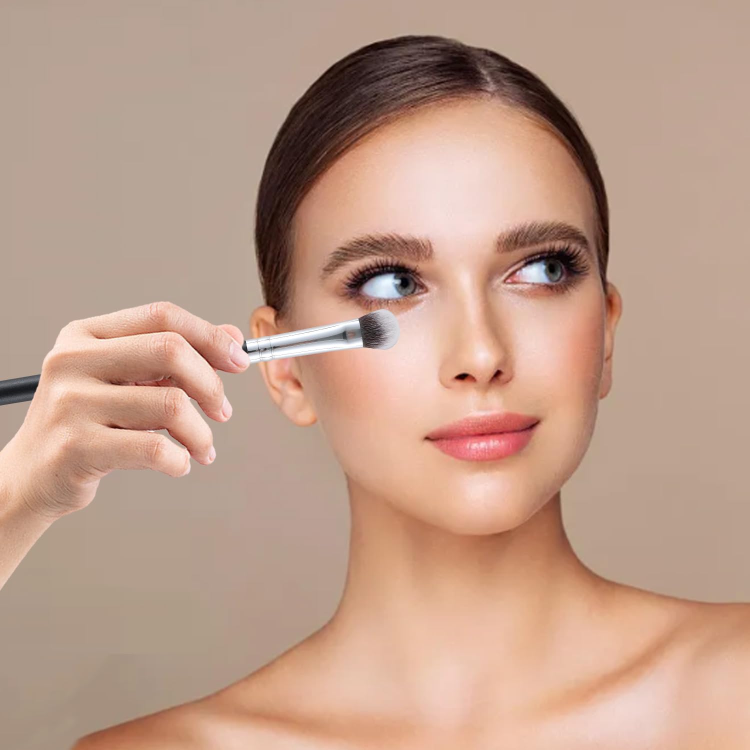 ENERGY Concealer Brush Dense Small Eyeshadow Brush Vegan Soft Synthetic Bristles Makeup Brush for Liquid Cream Powder Foundation Blending Premium Face Makeup Application 210, Black