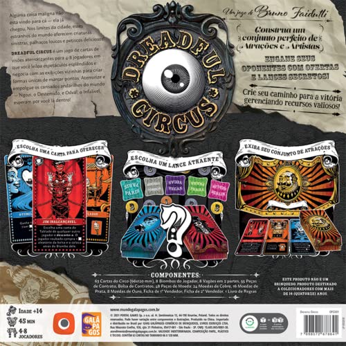 Galápagos, Dreadful Circus, Jogo de Cartas para Amigos, 4 a 8 jogadores, 45 min