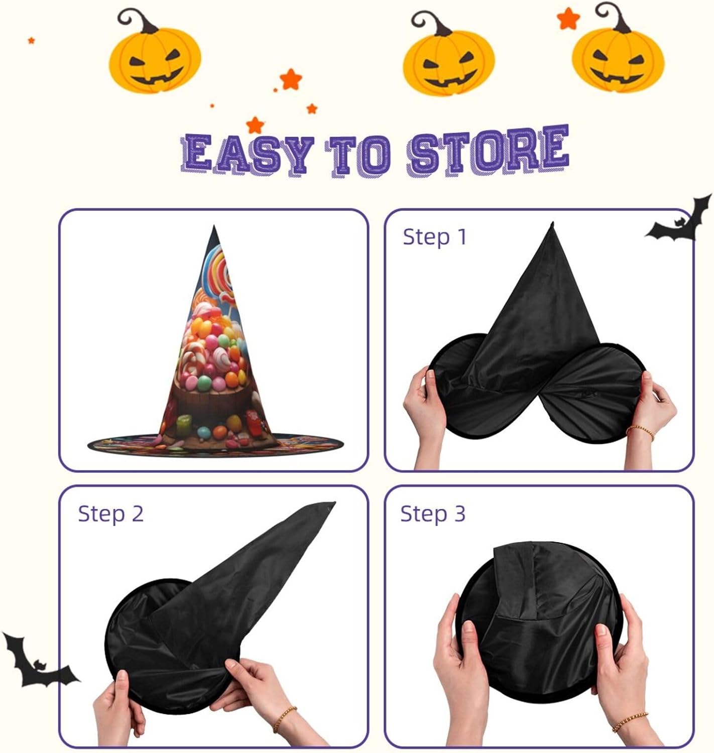 Witch Hats Halloween Cone Wizard Hat Colour Candy Witch Hats Halloween Hat Costume Cosplay