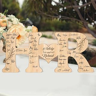 MHJUFGD Personalized Wedding Guest Book Sign Custom Letter Name Date Rustic Wedding Guest Book Alternative Unique Guest Book for Wedding Anniversary Decor (Style 4)