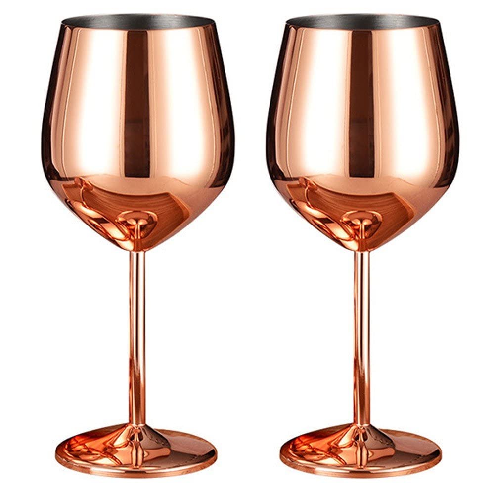 Copa de acero inoxidable 500 ml para vino de metal y champán brillante set de copas irrompibles