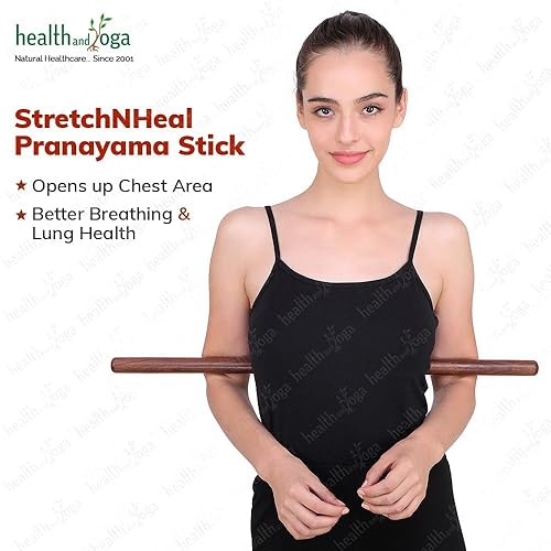 Miniatura 9 de HealthAndYoga StretchNHeal - Palo de yoga de madera plegable multiusos - Regular y XL - Postura corrector de postura portátil, barra de movilidad