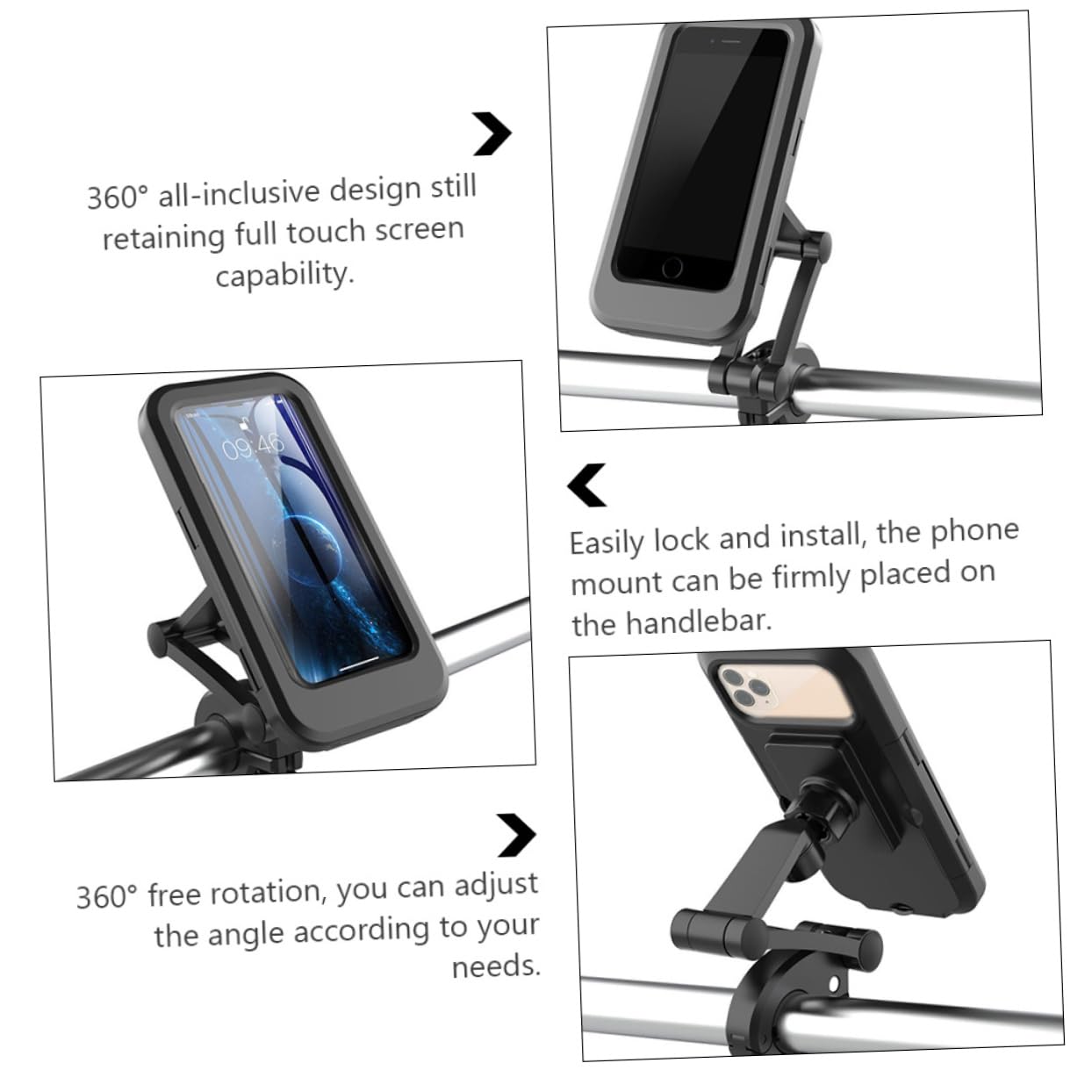 TOPBATHY 1pezzi Supporto Per Telefono Da Moto Adatto Bici e Moto Rotazione Di Saldamente Fissato Al Manubrio Compatibile La Maggior Parte Dei Cellulari e Custodie