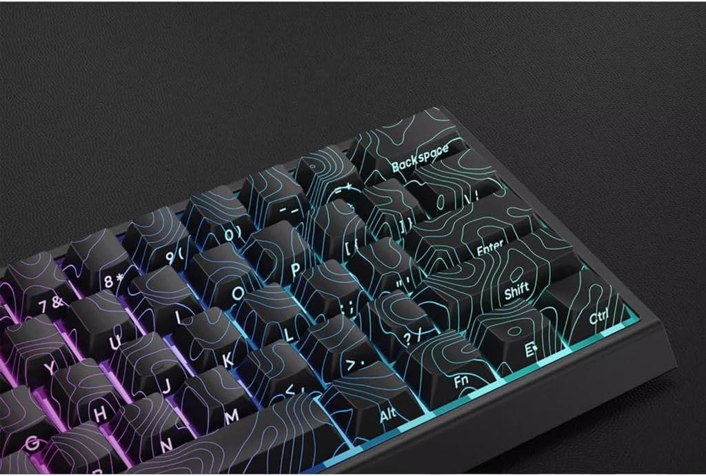 Black Contoured 3.0 Side Backlit Keycaps 131Keys Ergonomic for Gamning Typists