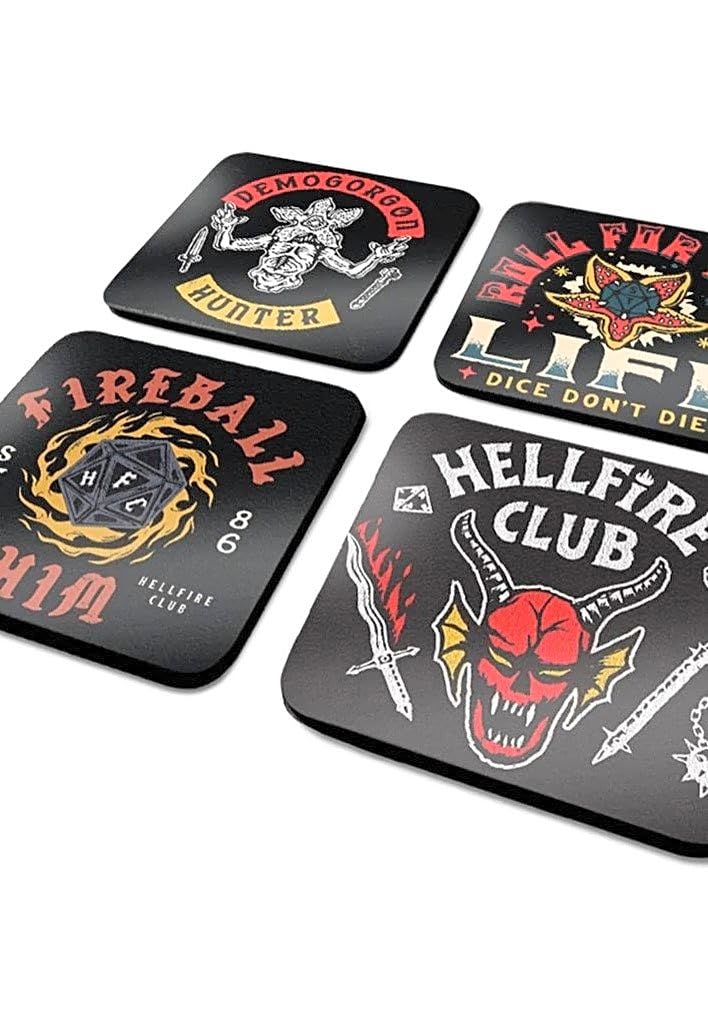 Pyramid International Stranger Things Coaster Set (Hellfire Club Design) Coasters Set of 4 Cork Coasters and Stranger Things Gifts