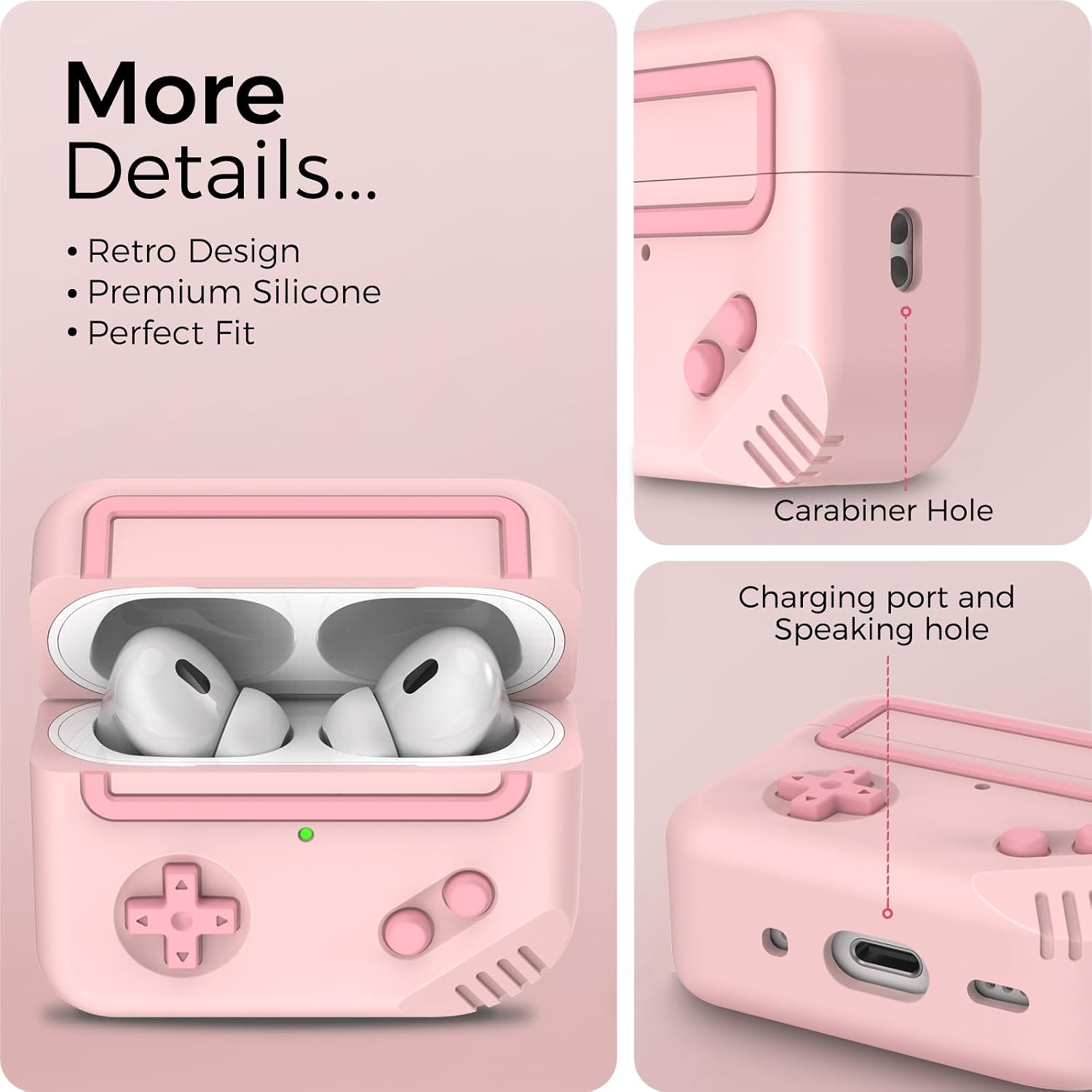 TRONWIN for AirPods Pro 2 Case - Silicone Game Console Design Case for Apple AirPods 2nd/1st Generation, Cute Airpod pro Cover for Men/Women (Pink) thumbnail