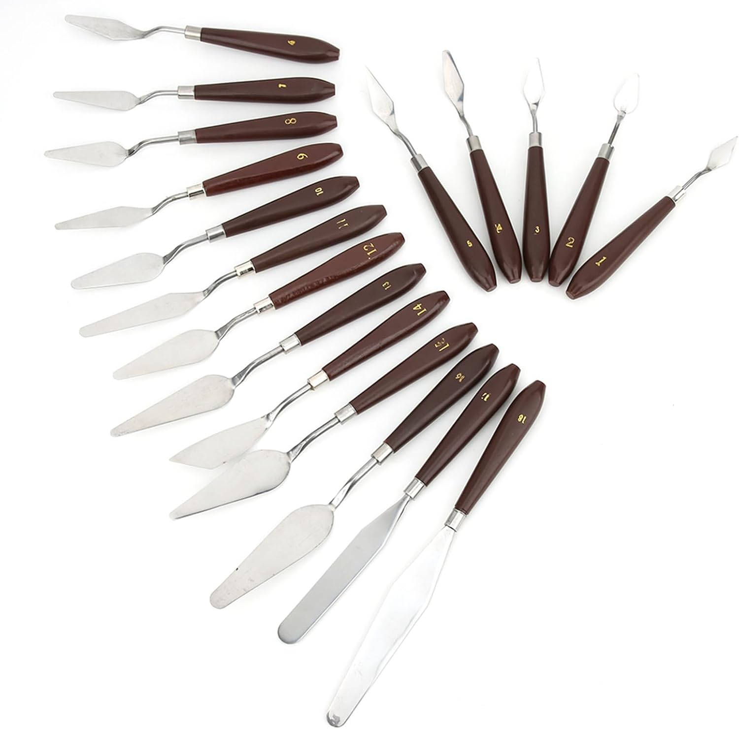 Wooden Handle 18Pcs Spatula Palette Knife Painting Accessories for Oil Painting Acrylic Mixing (18pcs)