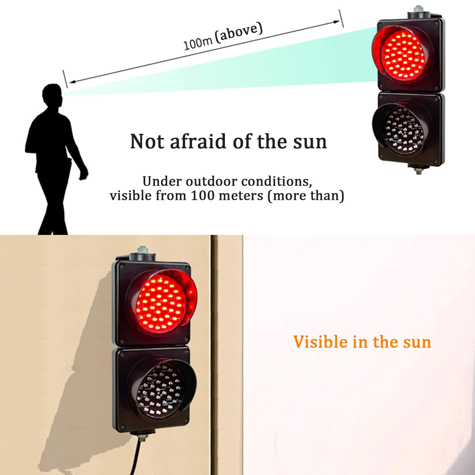 YVYKFZD Feu de Circulation industriel, Feu de Signalisation à LED de 200 mm (8 pouces), Feu Stop and Go rouge/vert, Feux de Circulation pour boîtier PC, voyant d'avertissement de baie de quai(Individu