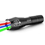 4 in 1 Multicolor Flashlight,Powerful Zoomable Single Mode Long Range White Red Green Blue Light,Hunting Flashlight