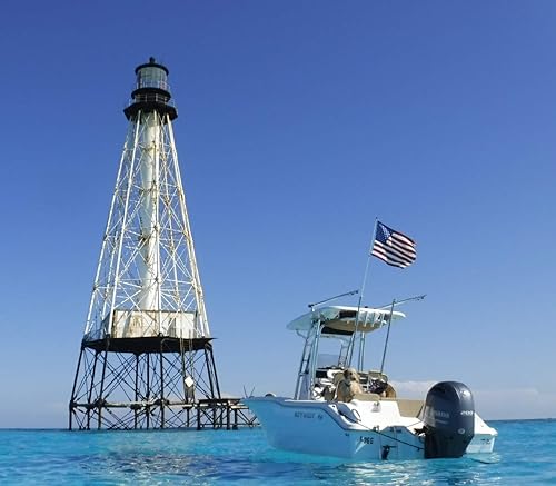 Miniatura 4 de South Wind Designs Soporte de caña de barco premium con soportes de bandera giratorios. Las opciones incluyen bandera estadounidense bordada de 12 x