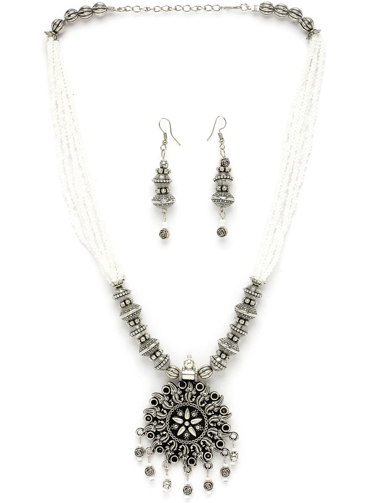 Sukkhi Ethnic Oxidised Silver Plated Floral Stylish Beads Long Necklace Set And Earring | Jewellery Set For Women (NS105588) (B0CBB9JQG3) Amazon Price History, Amazon Price Tracker