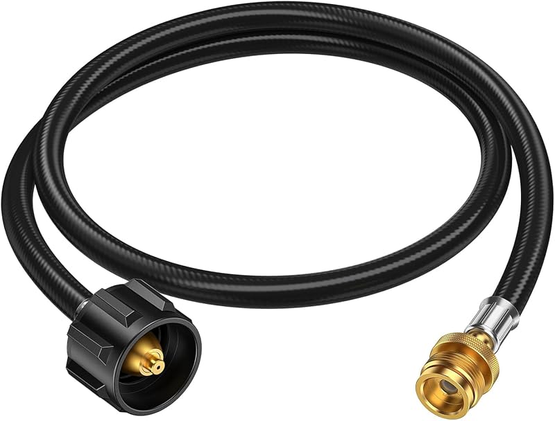 BeeGo 4Ft Propane Tank Hose Adapter 20lb to 1lb Converter, for Buddy Heaters, Coleman Stoves, Blackstone 17" 22" Tabletop Griddle, Char-Broil Portable Grills, Weber Q Grills- Converts to 5-40 lb Tank