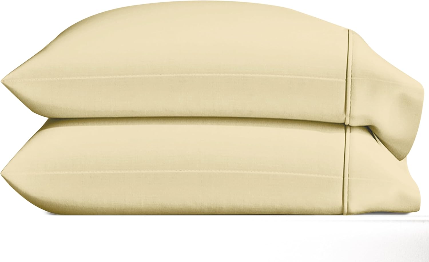 Thread Spread 100% Egyptian Cotton Pillow Cases Standard/Queen Size Set of 2 - Luxury 1500 Thread Count Sateen Beige Pillow Cases, Silky Soft Cotton Pillowcases Fits Standard & Queen Size Pillows