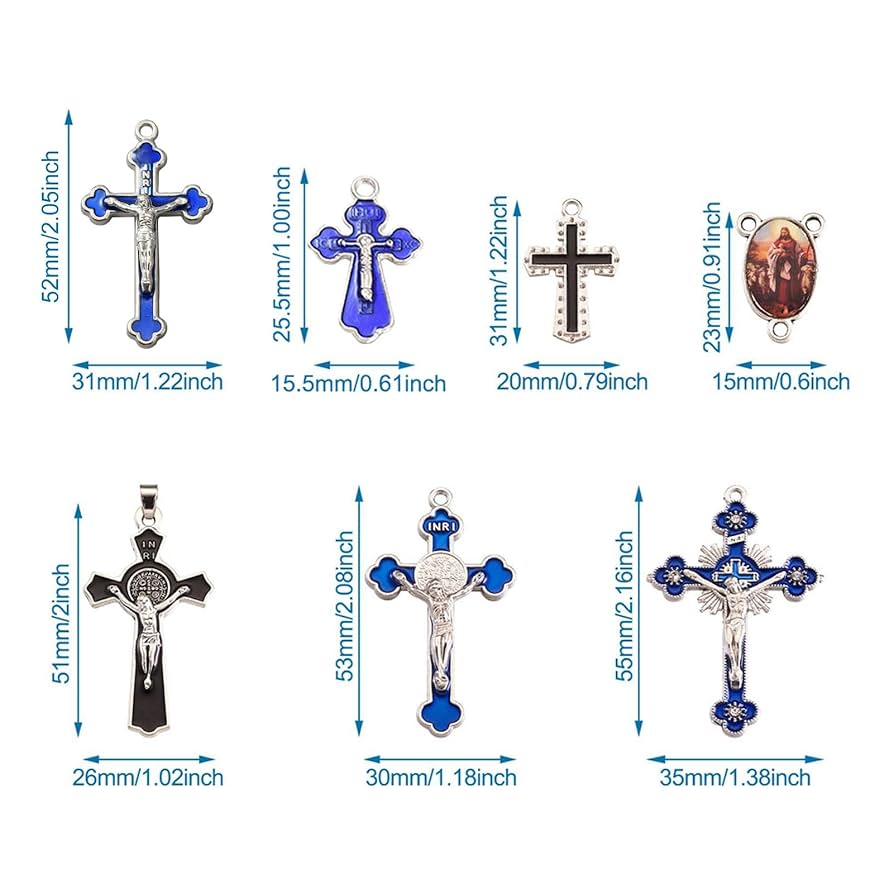 Amazon | Beadthoven 約24個入り ミックス ロザリオクロス 合金