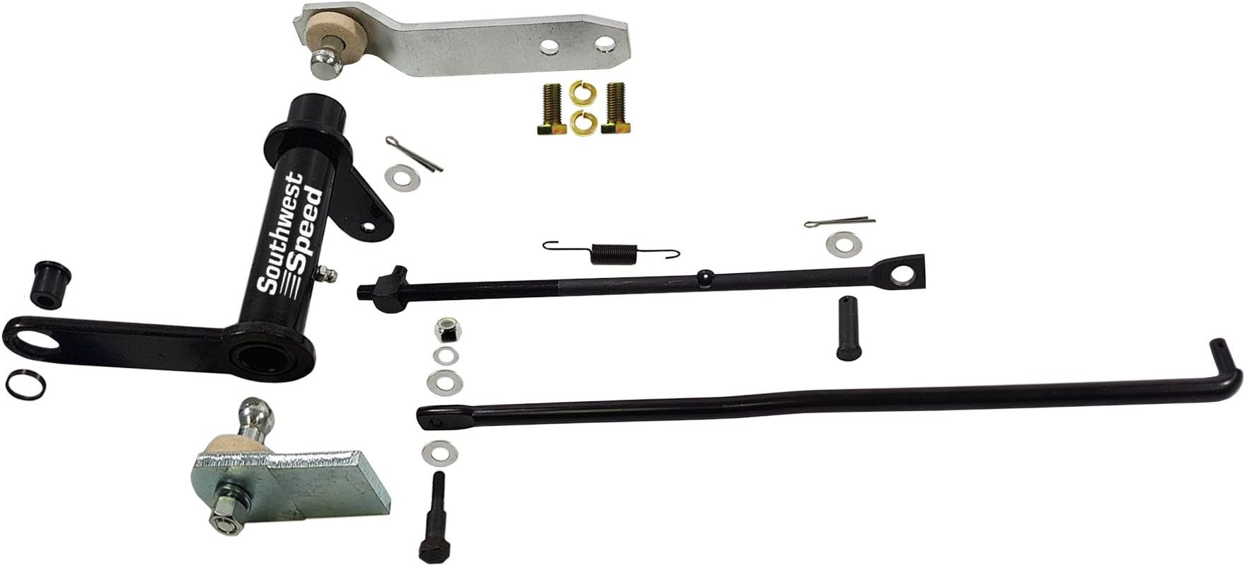 NEW 1956 CHEVY CLUTCH PEDAL LINKAGE KIT WITH BRACKET, CLUTCH CROSS SHAFT Z BAR, CLUTCH FORK ADJUSTING PUSH ROD, SPRINGS, WASHERS, BOLTS