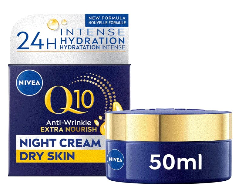 NIVEA Q10 Night Rich Face Cream 3-Pack for Daily Nighttime Care with Coenzyme Q10, Nourishing Facial Moisturizer Night Cream Trio, 50 ml Each / 1.69 fl oz – Dermatologically Tested
