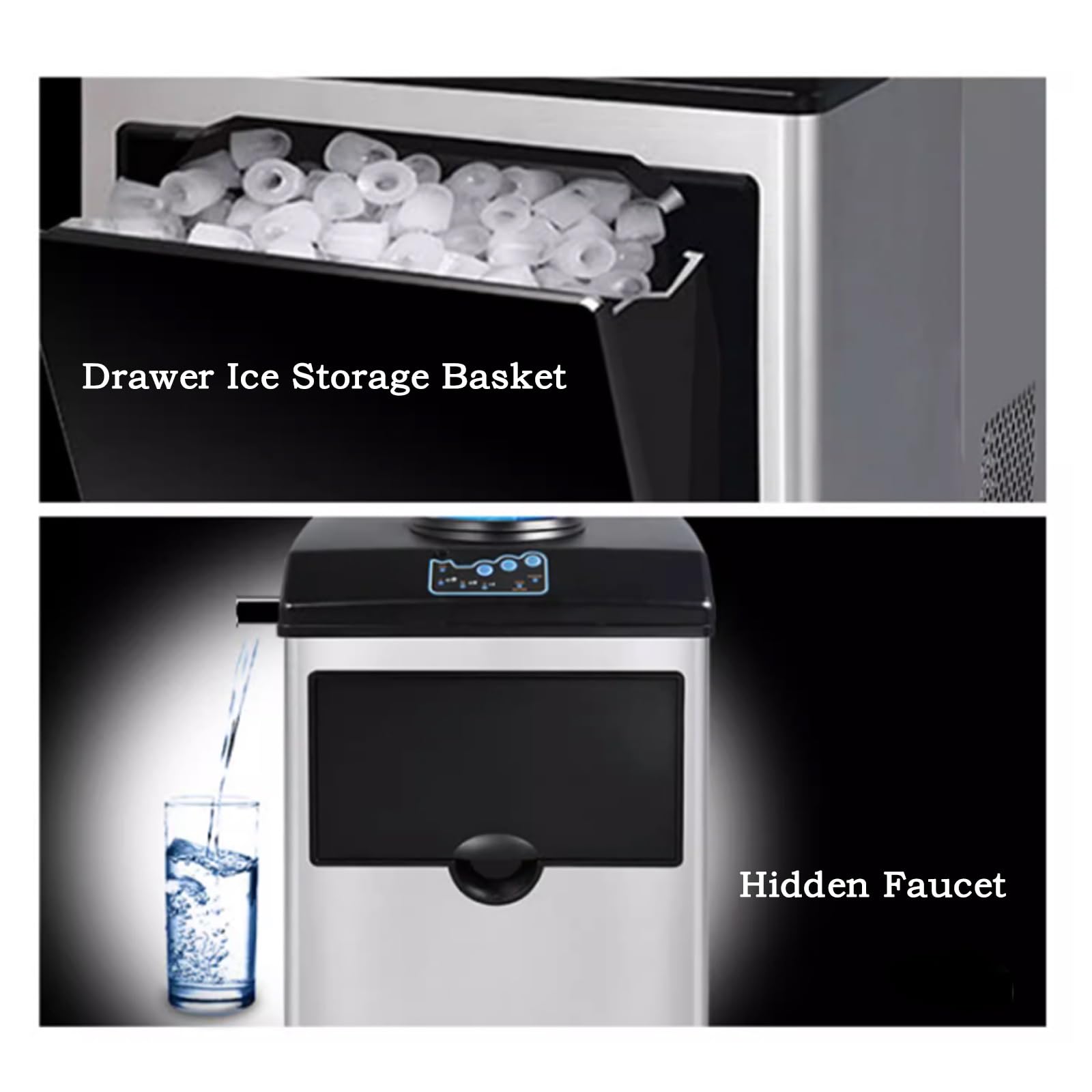Máquina de Hielo portátil Máquina de Hielo Comercial pequeña, 25KG, Cubo Multifuncional for el hogar, máquina de Hielo Completamente automática Máquina para Hacer Hielo