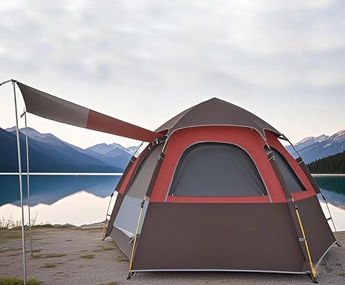 Miniatura 9 de tienda de campaña para 3 - 4 personas, con forma de cúpula hexagonal, impermeable, automática, para deportes al aire libre, camping, refugio para el