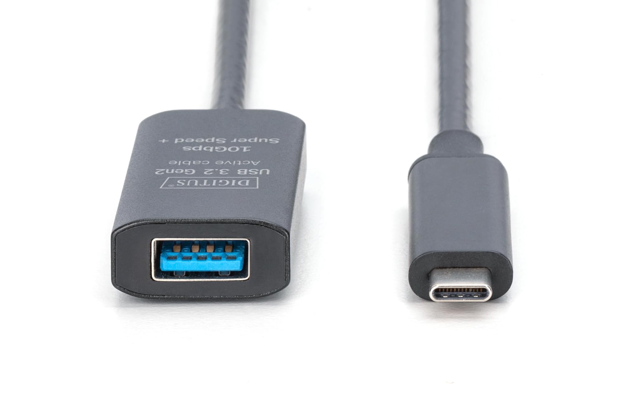 DIGITUS Aktives USB 3.2 Gen2 Verlängerungskabel – 5 m – 10 Gbit/s | USB-C Stecker auf USB-A Buchse – Repeaterkabel – Plug und Play – Schwarz