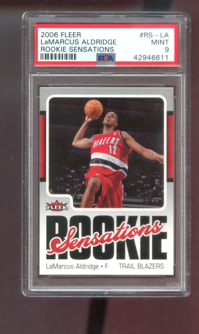 2006-07 Fleer Rookie Sensations #RS-LA LaMarcus Aldridge ROOKIE RC PSA 9 Graded Basketball Card NBA 06-07 Portland Trail Blazers 2006-2007