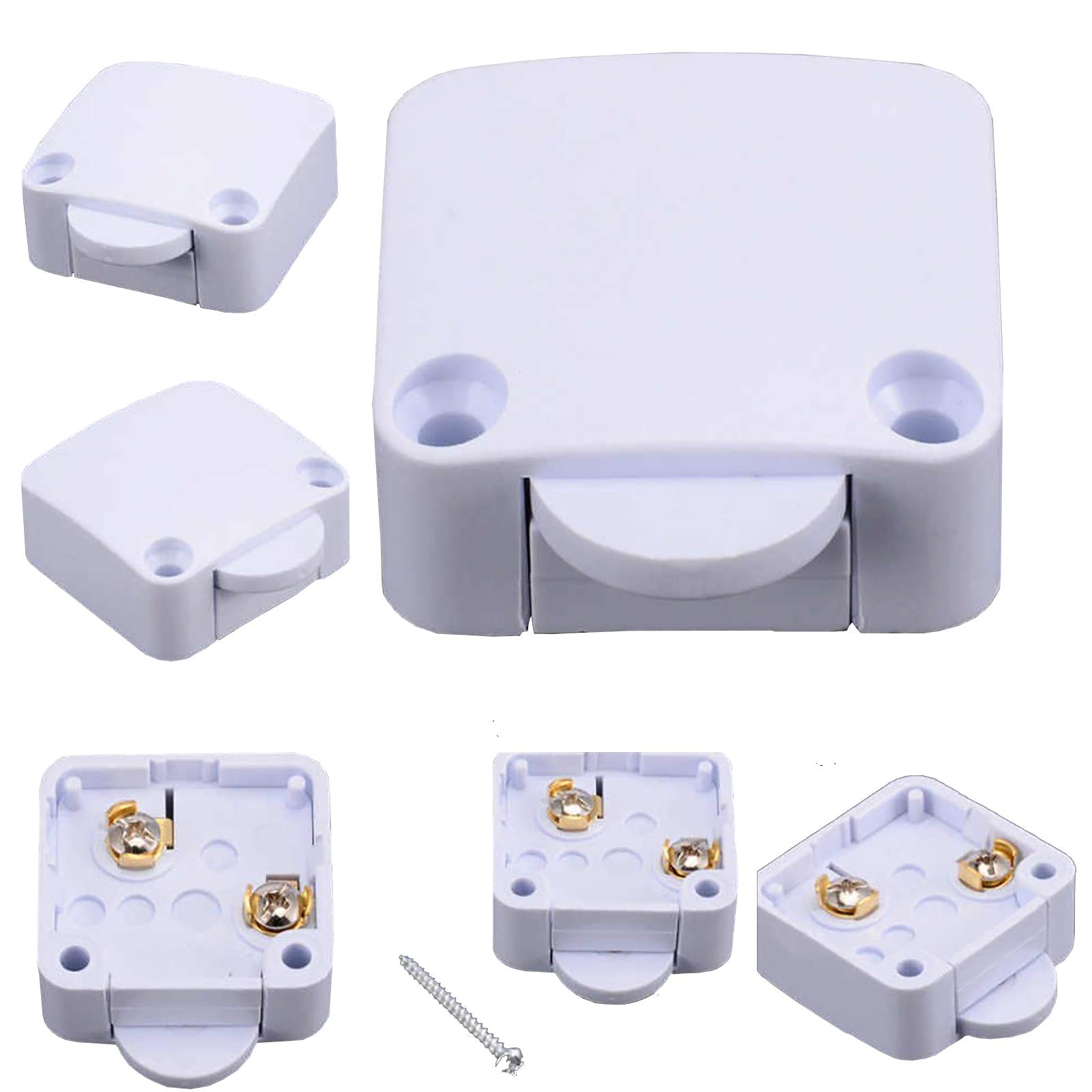 Ascension Wardrobe Door Plastic Auto Switch Self Resetting Wardrobe Cupboard Sliding Switch (Pack of 2)