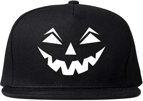 Jack-o-Lantern Pumpkin Face Halloween Snapback Hat Cap Black at