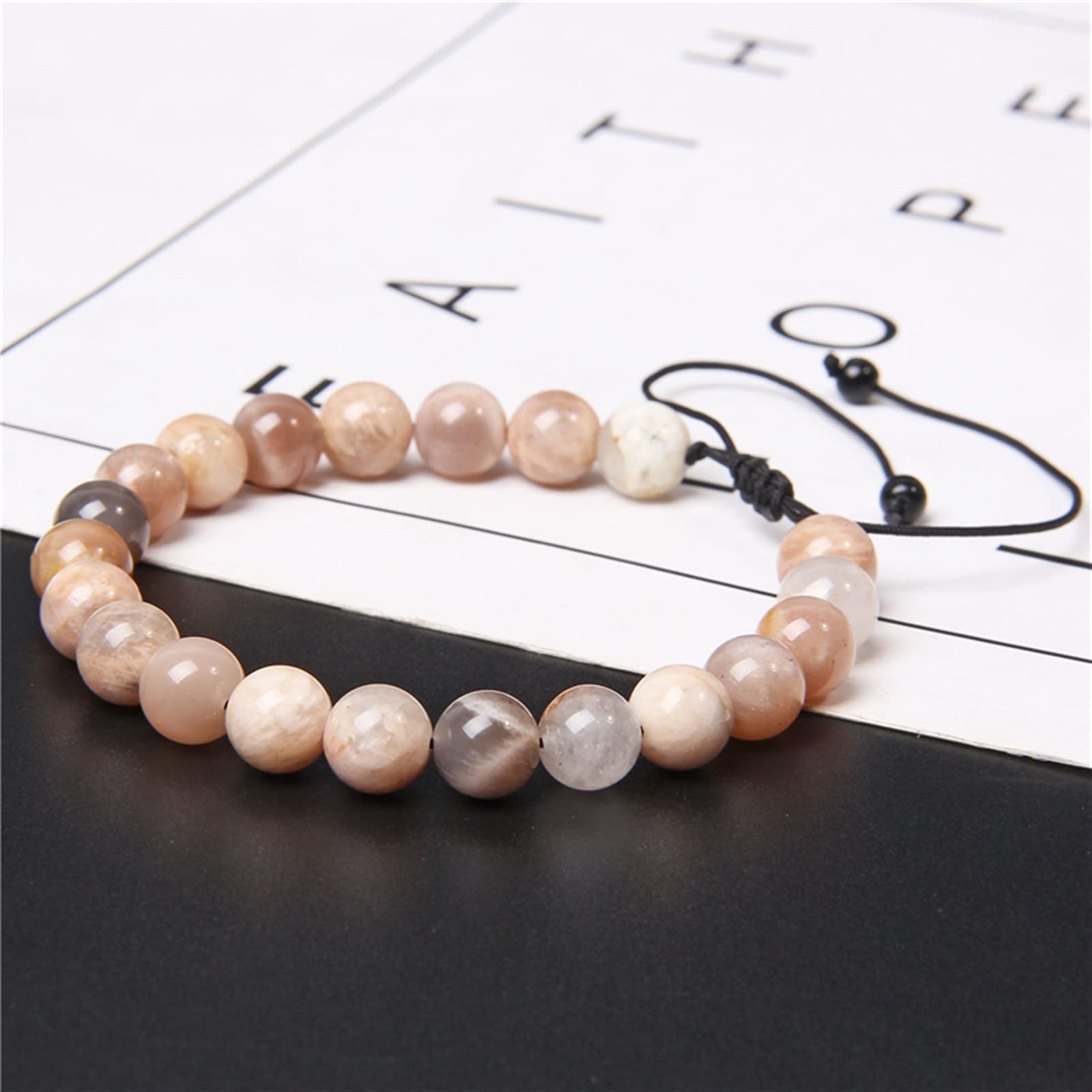 Braccialetti naturali naturali di lapislazzuli Phoenix Bracciale treccia regolabile da uomo per donna Bracciale con perline intrecciate con perline di pietra energetica lucida (Colore metallo: aren