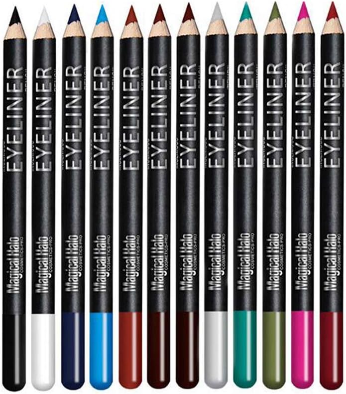 Eye Liner Pencil Set - 12 Assorted Colors Natural Matte Long Lasting Hypoallergenic Eyeliners Eye Makeup Soft Crayon Pencils (Black Gray Brown Plum Purple Lavender Pink etc)