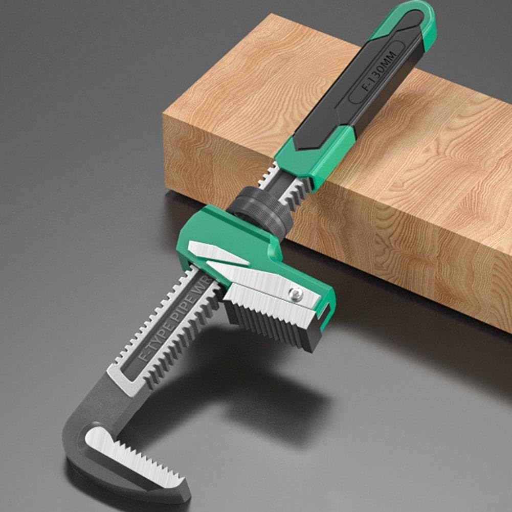 Llave de tubo tipo F, herramienta de fontanero multifuncional en ángulo recto con mandíbula dentada para válvulas y tuberías de forma especial, acero (130 mm)