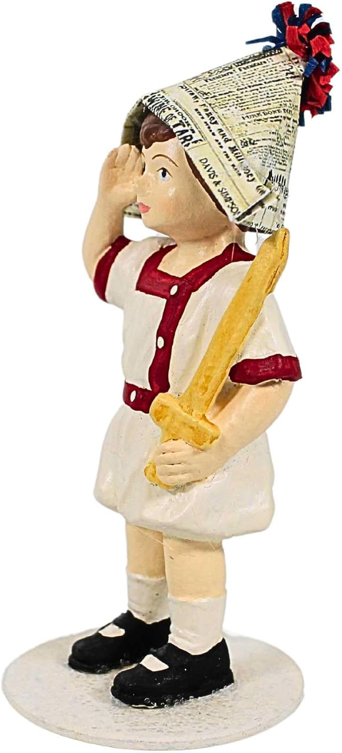 Bethany Lowe I Pledge Allegiance Americana Boy with Paper Folded Hat Figure