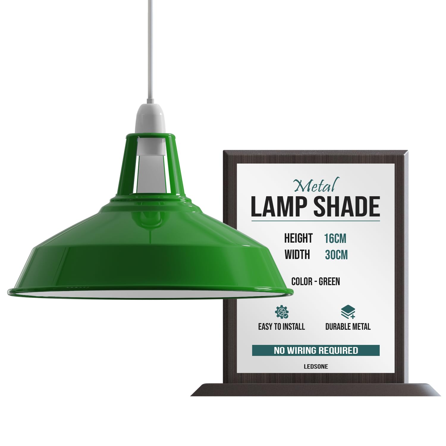 Green Lamp Shade, 30cm Easy-Fit Ceiling Light Shade, Non-Electrical Pendant Lampshades for Ceiling Lights, Lamp Shades for Table Lamps, Floor Lamps, Living Room, Bedroom