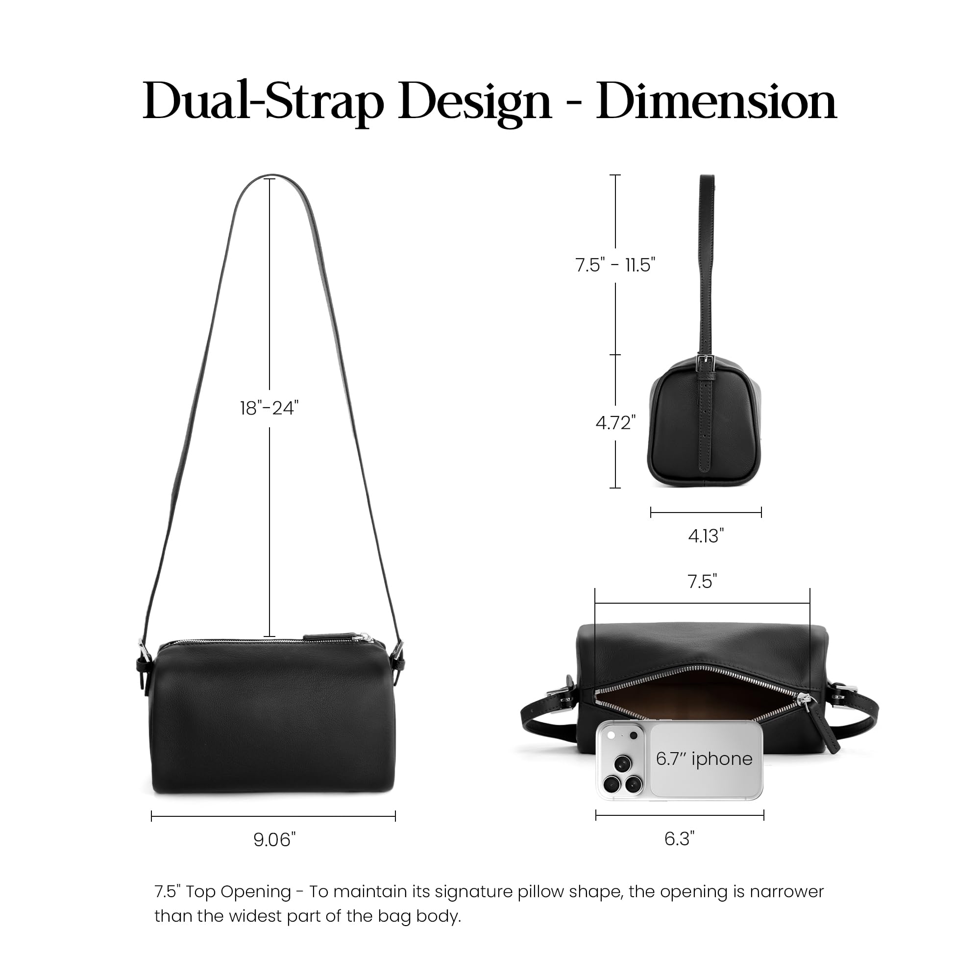 befen Borsa a Tracolla da Donna in Vera Pelle, Piccola Borsa Hobo da Spalla, Piccola Borsa Cilindrica in Pelle con Protezione RFID e due Cinturini