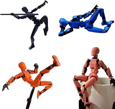 Assembled T13 Action Figure with Stand, 3D Printed Dummy 13 Action Figure Assembled, Fully Articulated Robot, Easy 13 Action Figure, Accessories Included, Stop Motion Animation, Gift