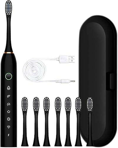 Miniatura 8 de Cepillo de dientes eléctrico - Cepillo de dientes eléctrico con 8 cabezales de cepillo, con caja de cepillo de dientes, 6 modos de limpieza, cepillo