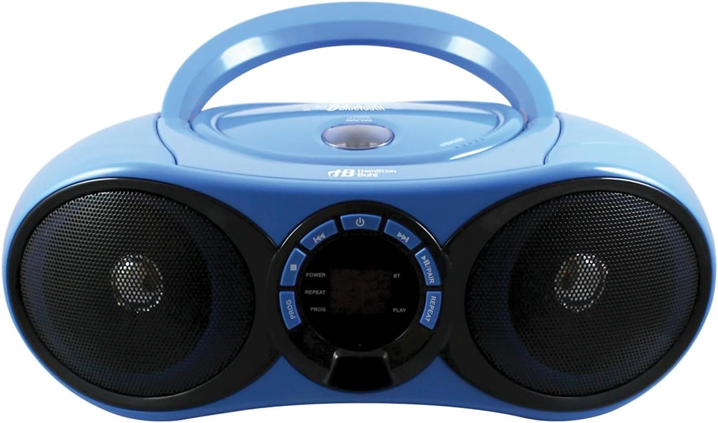 HamiltonBuhl Boombox CD/FM Media Player with Bluetooth(R) Receiver, Blue (HB-100BT2)