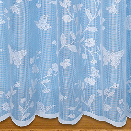 John Aird Butterfly Net Curtain White - Width Sold By The Metre - Drop: 45 (114cm)