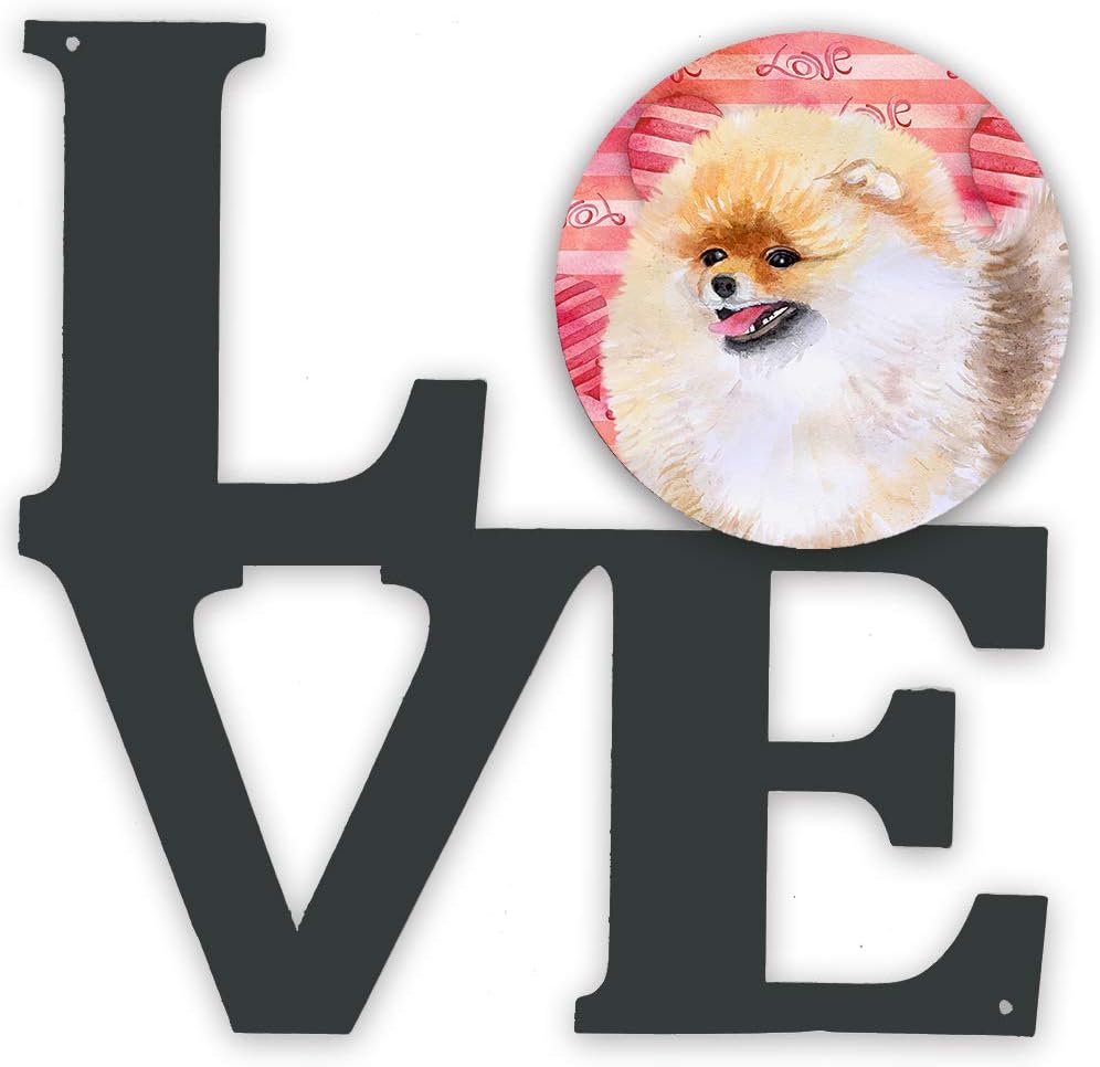 Caroline's Treasures BB9769WALV Pomeranian Love Metal Wall Artwork Love, Red Indoor Outdoor Art Decor Patio, Bathroom, Kitchen Colorful Aluminum and Black Steel Sculpture
