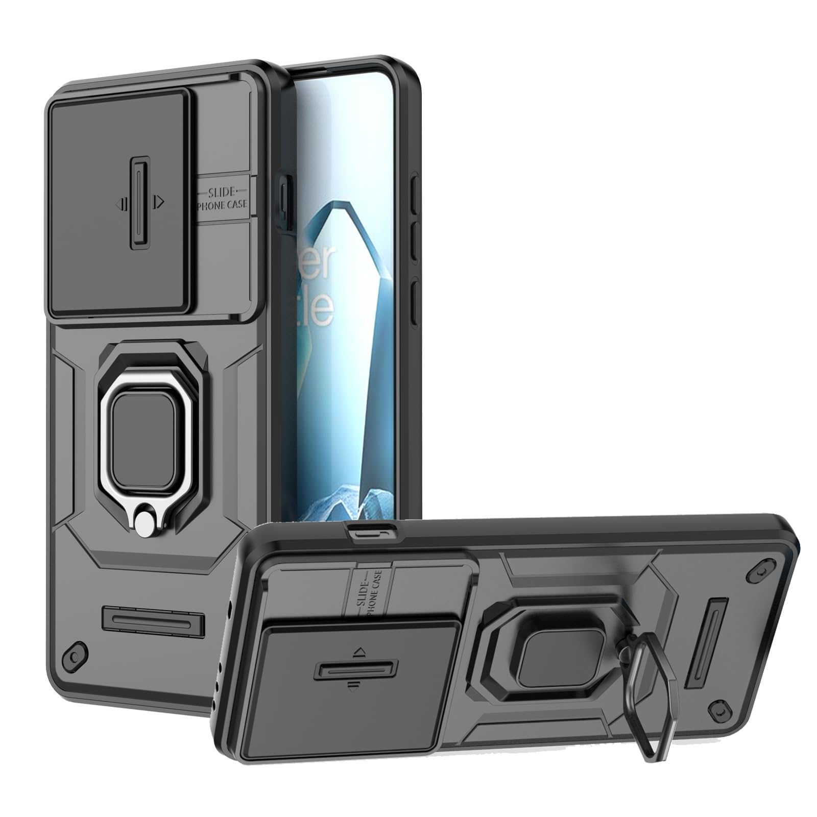 Anvzle OnePlus 13 5G Case, Dual Layer Protective Heavy Duty Armor with Military-Grade Protection, 360 Rotable Magnetic Kickstand, Slide Camera Cover,