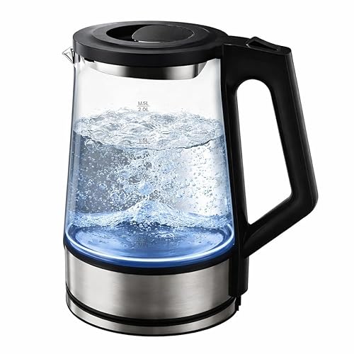 Megawise Electric Glass Kettle with Auto Shut-Off, 2L Capacity, 1000W