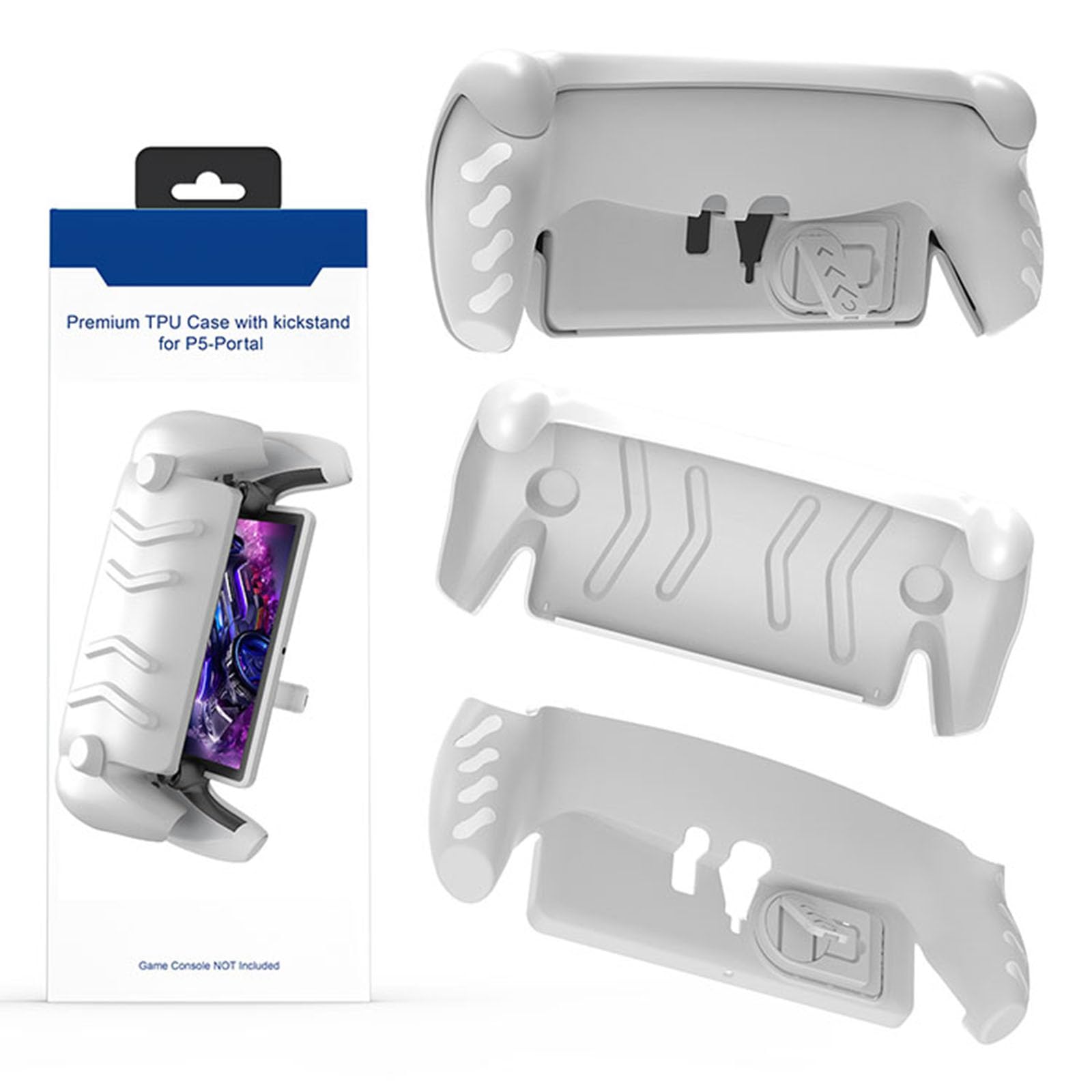 Funda Protectora Blanca con Carcasa Frontal Desmontable para P S 5 Portal 2023, Cobertura Completa con Soporte, anticaídas, Resistente Funda Protectora para Consola de Juegos