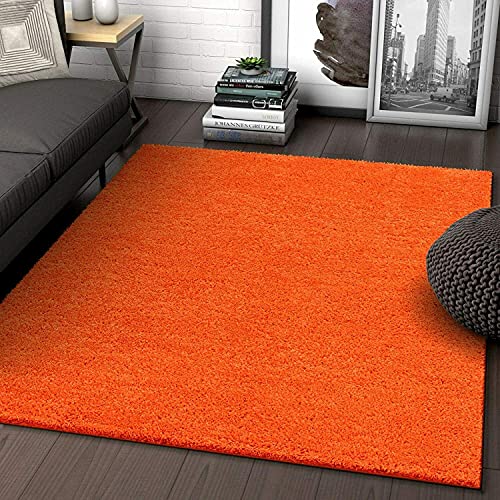 Prime Plus EXTRA THICK HEAVY 5CM PILE SOFT SHAGGY RUGS MODERN AREA RUGS BEDROOM HALL RUGS (Orange, 120 x 170cm)