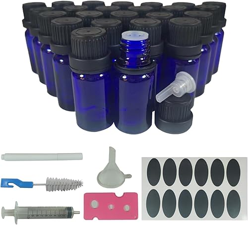 Miniatura 1 de Bioll - Botella de vidrio con cuentagotas de aceite esencial de 0.3 fl oz (13 oz). Botellas de muestra recargables con gotero reductor de orificio y