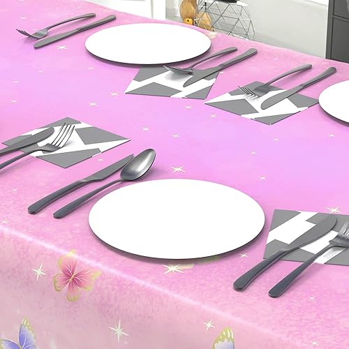 Miniatura 4 de Paquete de 2 manteles de plástico color pastel, mantel desechable de mariposa para decoración de baby shower, suministros de fiesta de cumpleaños