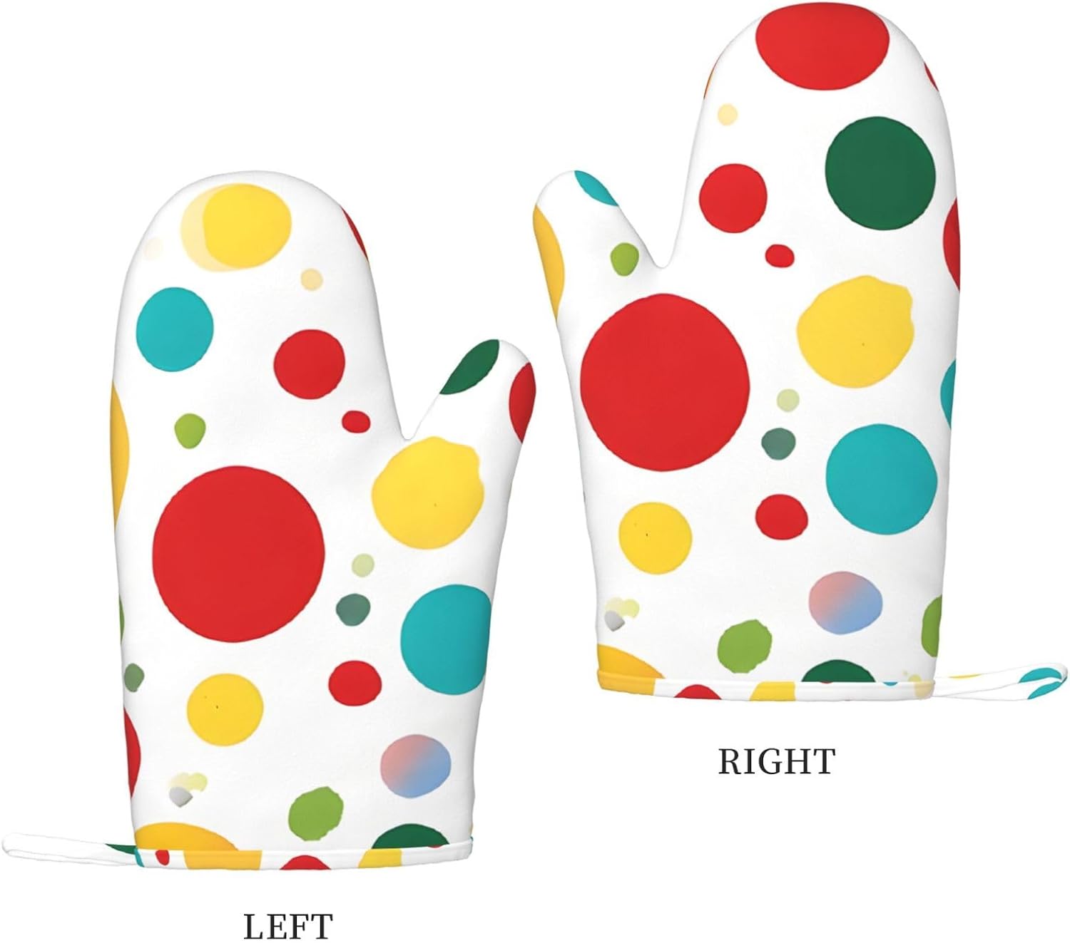 Twister Polka Dots 4pcs Oven Mitts and Pot Holders Sets for Kitchen, Silicone Oven Gloves Non-Slip Potholders Hot Pads for Baking Cooking