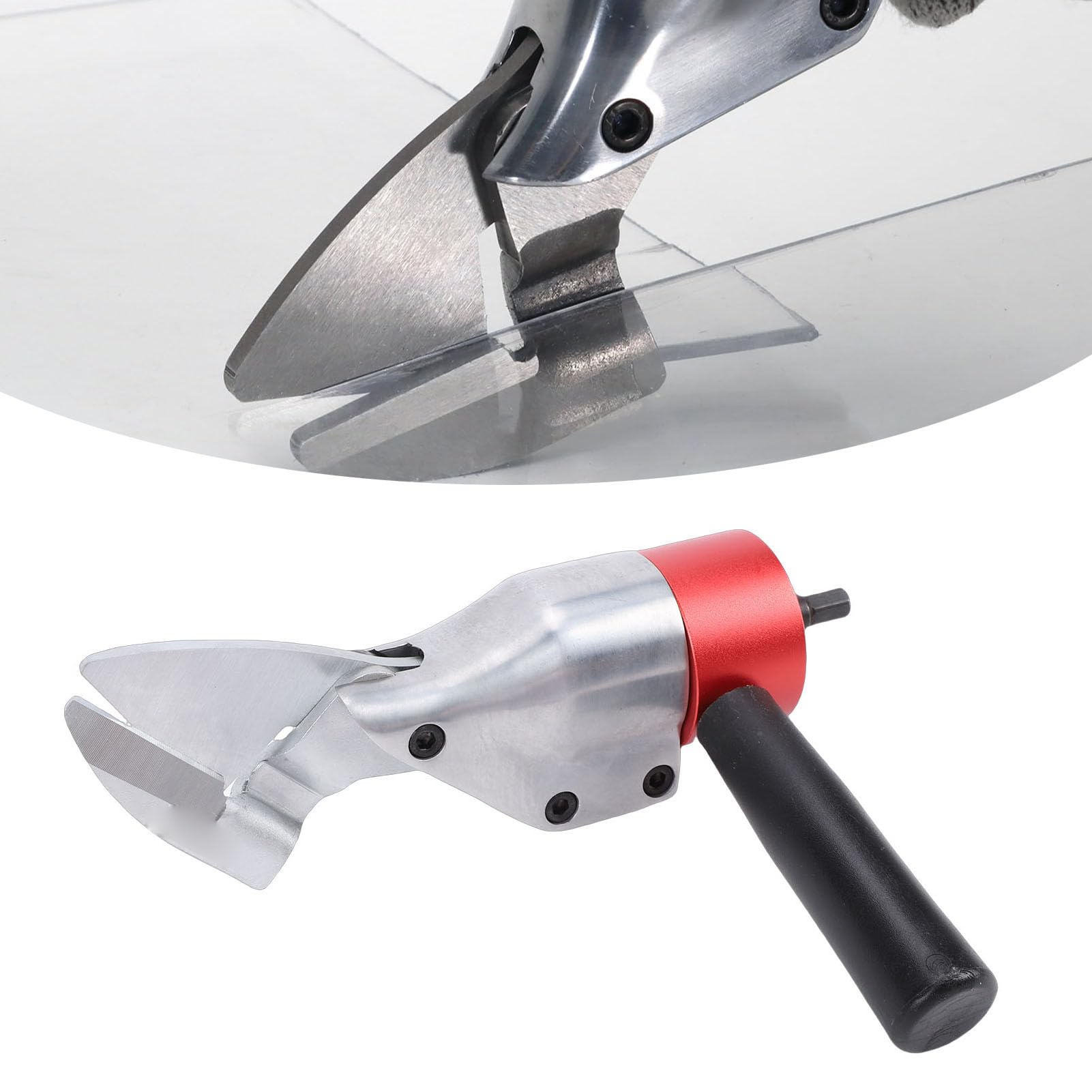 Fafeicy Przystawka do Wiercenia ścinającego do Metalu z Uchwytem Obrotowym 360 Stopni, Narzędzie Tnące ze Stali CRV do pokryć Dachowych z Blachy żelaznej i Aluminiowej Oraz Projektów DIY