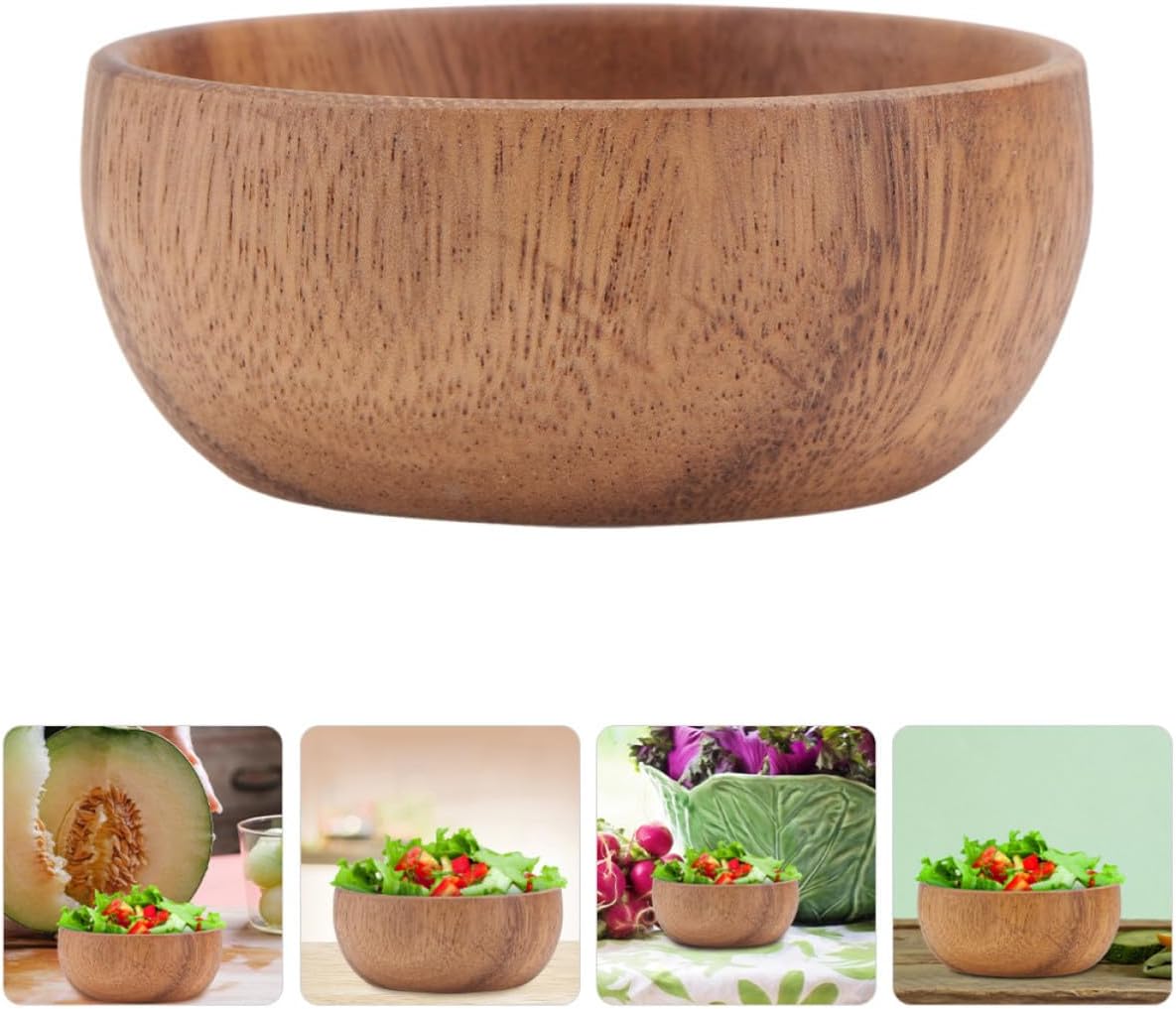 2pcs Wood Salad Bowl, Minimalist Tabletop Dish