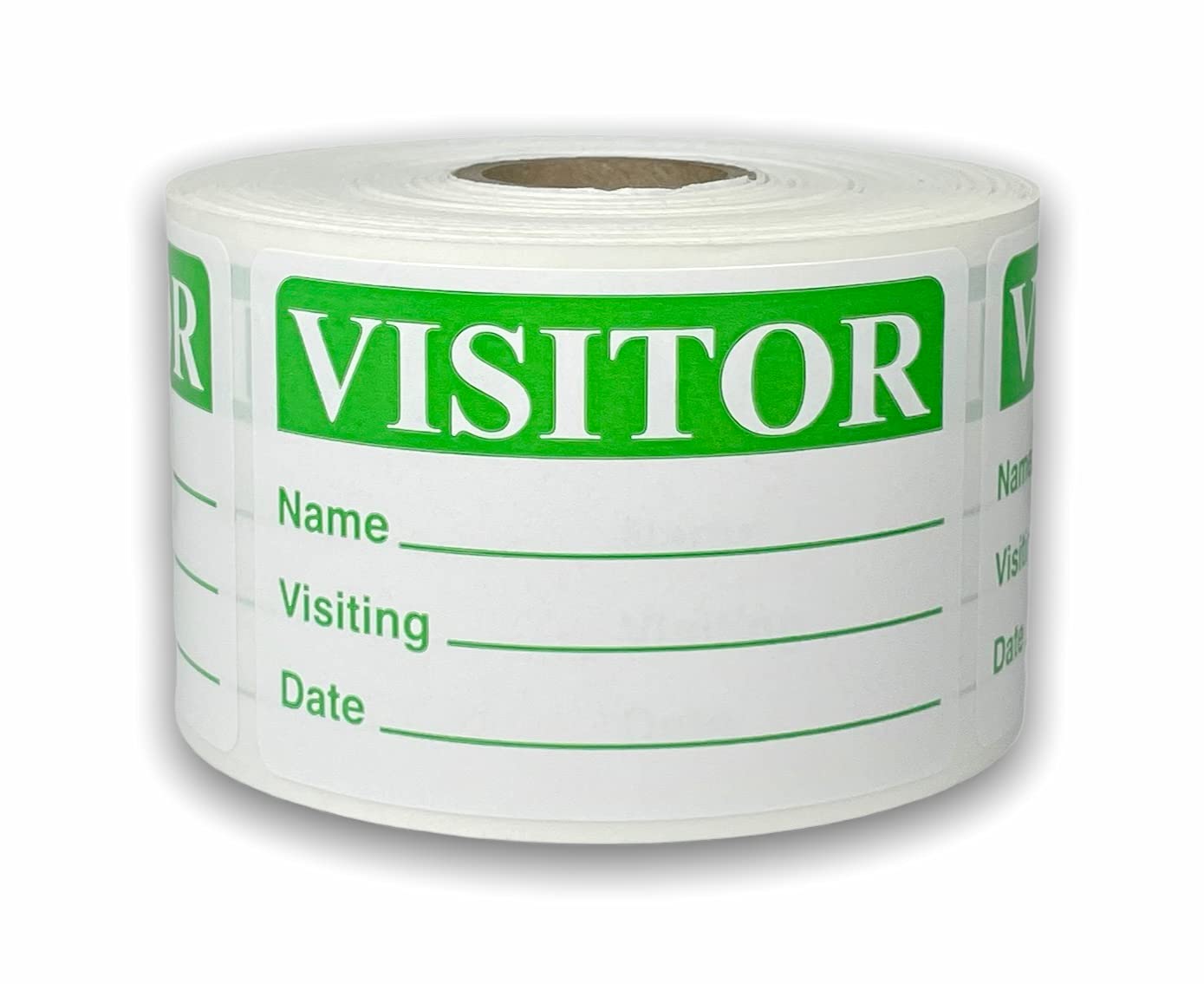 Green Visitor Labels - 2x3 Inch Self-Adhesive Name Tag Identification Stickers with Write-in Name, Visiting, and Date Fields - Office, School, and