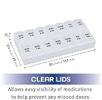 Remind N' Time Weekly (7-Day) AM/PM Pill Organizer, Large Case, Clear Lids | Daily Medicine, Vitamin & Supplement Planner, 2 Times a Day Pop-Up Compartments, Arthritis & Travel-Friendly, BPA-Free