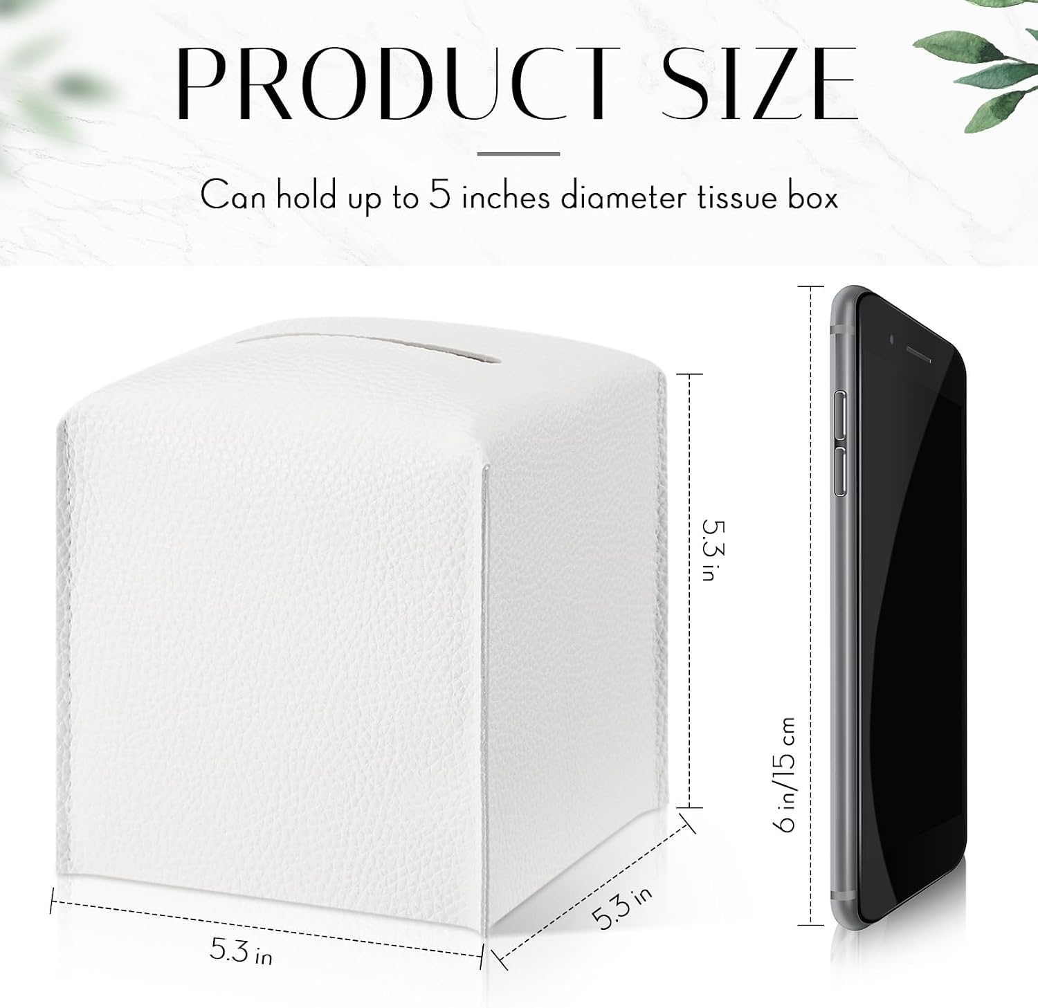 Honeydak 10 Pcs Tissue Box Cover Square Modern PU Leather Tissue Box Holder Decorative Organizer Container for Bathroom Vanity Countertop, Night Stands, Office Desk Car Supply 5.3"x5.3"x5.3" (White) image 2